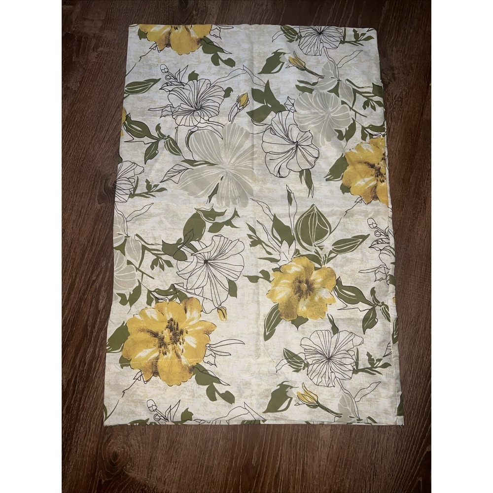 Estex Floral Print Standard Pillow Sham Yellow Green White